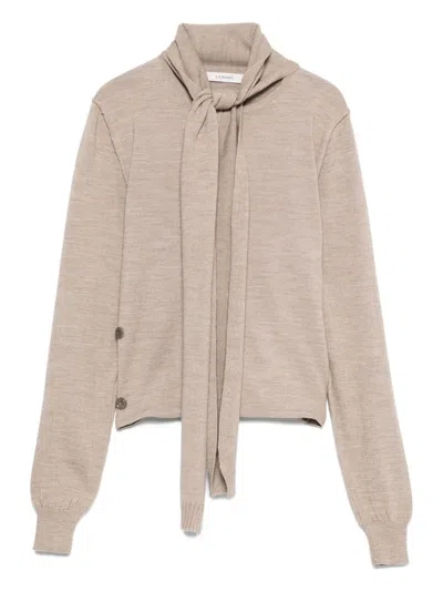 LEMAIRE LEMAIRE LIGHT TAUPE TWISTED CARDIGAN