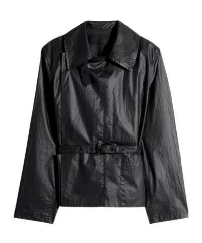 Lemaire Light Wrap Jacket In Light Coated Cotton In Black
