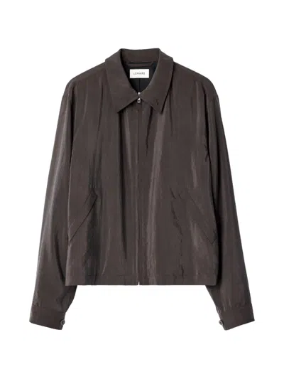 Lemaire Light Zipped Blouson In Dry Silk In Gray