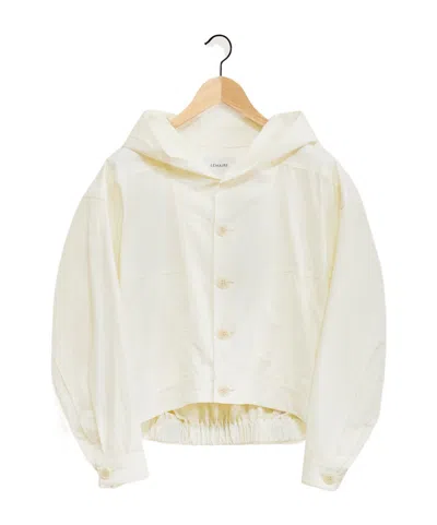 Lemaire Lightweight Hooded Button-up Jacket In White