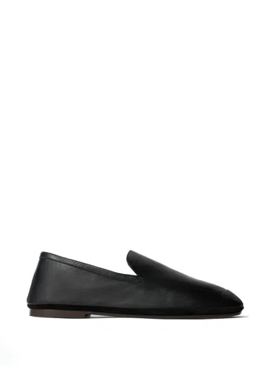 Lemaire Lined Leather Slippers In Black