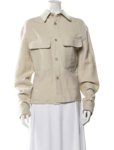 Pre-owned Lemaire Linen Long Sleeve Button-up Top In Neutral