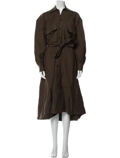 Pre-owned Lemaire Linen Midi Length Dress In Brown