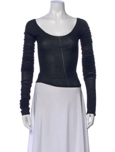 Pre-owned Lemaire Linen Scoop Neck Top W/ Tags In Blue