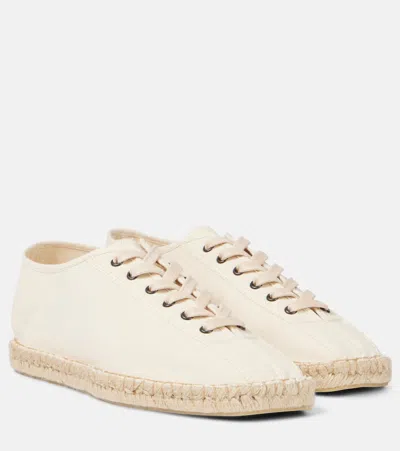Lemaire Linoleum Canvas Lace-up Espadrilles In White