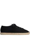 Lemaire Black Linoleum Laced Espadrilles In Black