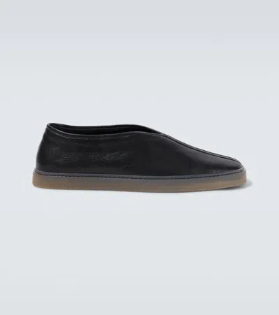 Lemaire Linoleum Leather Slip-on Sneakers In Black