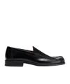 Lemaire Polished Black Calf Leather Loafers With Tonal Stitching In Black