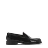 Lemaire Polished Black Calf Leather Loafers With Tonal Stitching In Black