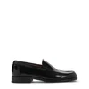 Lemaire Polished Black Calf Leather Loafers With Tonal Stitching In Black
