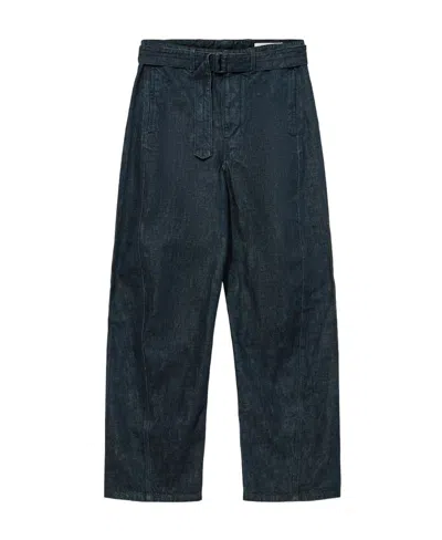 Lemaire Logo Denim Trousers In Black
