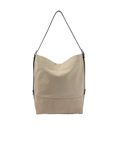 Lemaire Logo Detail Shoulder Bag In Nude