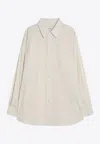 Lemaire Logo Embroidered Buttoned Shirt In Neutral
