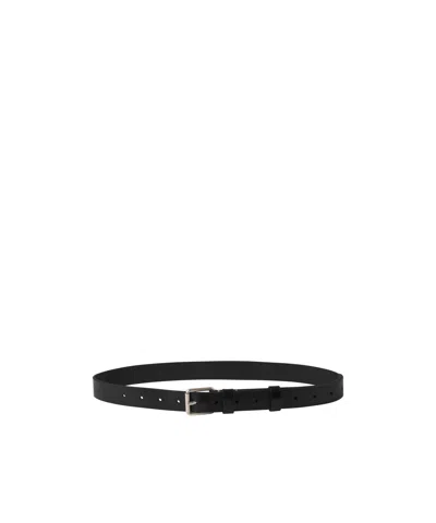 Lemaire Logo-engraved Buckle Leather Belt In Black