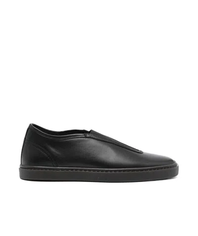 Lemaire Slip-on Leather Sneakers In Black