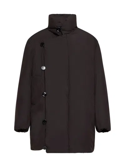 Lemaire Long Down Jacket In Brown