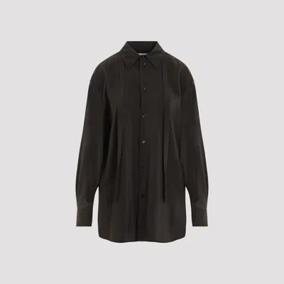 Lemaire Long Shirt With Tie In Black