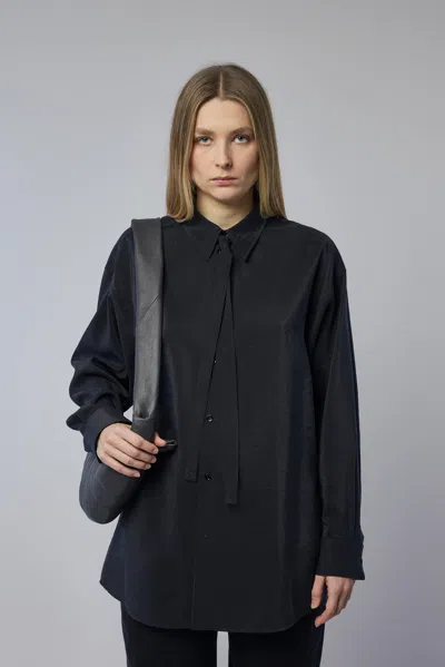 Lemaire Long Shirt With Tie In Black