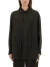 Lemaire Long-sleeved Shirt With Tie In Brown