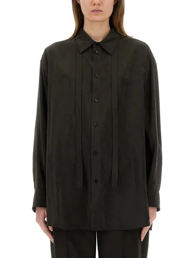 Lemaire Long Shirt With Tie In Green