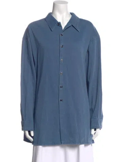 Pre-owned Lemaire Long Sleeve Button-up Top In Blue