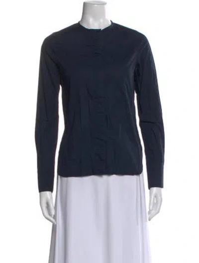 Pre-owned Lemaire Long Sleeve Button-up Top In Blue