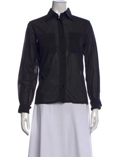 Pre-owned Lemaire Long Sleeve Button-up Top In Blue