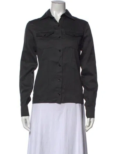 Pre-owned Lemaire Long Sleeve Button-up Top In Gray
