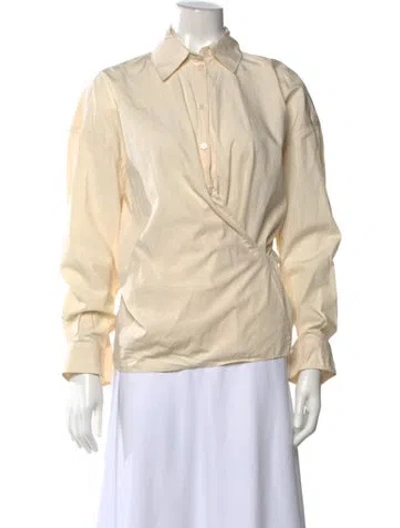 Pre-owned Lemaire Long Sleeve Button-up Top In Neutrals