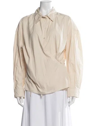 Pre-owned Lemaire Long Sleeve Button-up Top In Neutrals