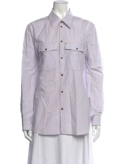 Pre-owned Lemaire Long Sleeve Button-up Top In Purple