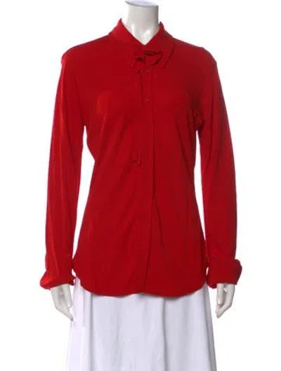 Pre-owned Lemaire Long Sleeve Button-up Top In Red