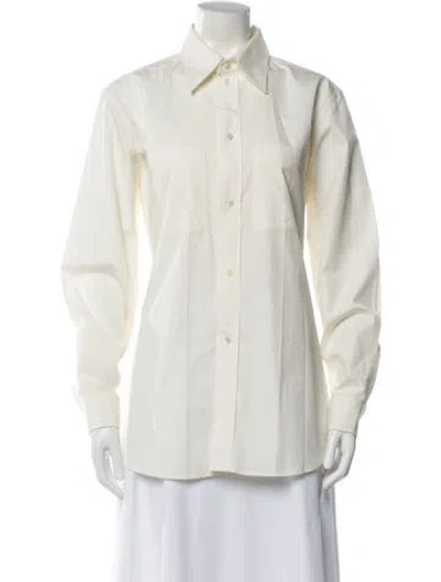 Pre-owned Lemaire Long Sleeve Button-up Top In White