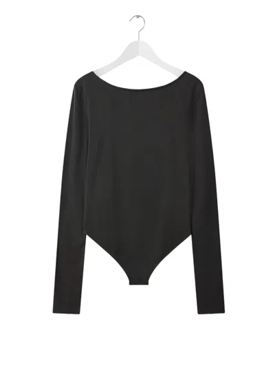 Lemaire Long-sleeve Cotton Bodysuit In Gray