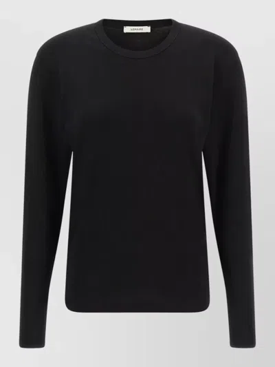 Lemaire Long Sleeve Crew Neck Cotton Sweater In Black