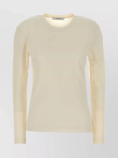 Lemaire Long Sleeve Crew Neck Cotton T-shirt In Yellow