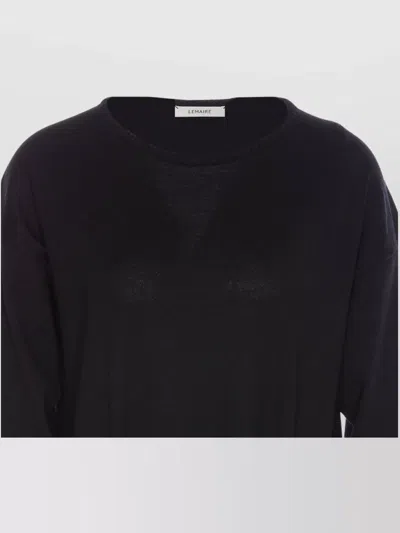 Lemaire Long Sleeve Crewneck Dress With Belted Waist In Black