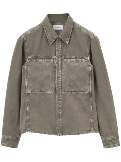 Lemaire Long Sleeve Denim Shirt In Military Green