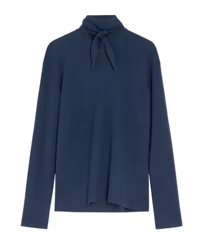 Lemaire Long Sleeve Foulard Top In Blue