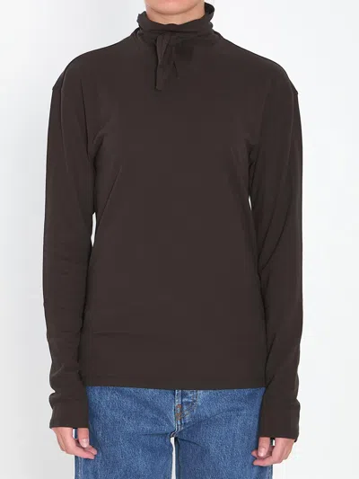 Lemaire Long Sleeve Foulard Top In Brown