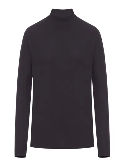 Lemaire Long Sleeve Foulard Top In Jersey In Blue