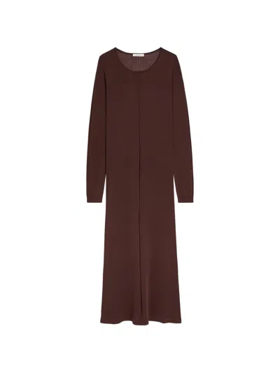 Lemaire Long-sleeve Maxi Dress In Brown