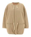 Lemaire Cotton Parka With Drawstring And Elasticated Hem In Beige