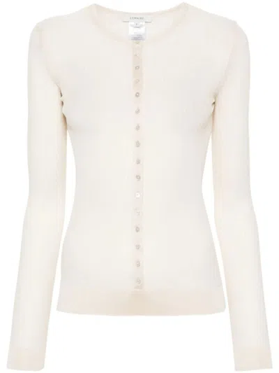 Lemaire Long-sleeve Ribbed Top In Beige