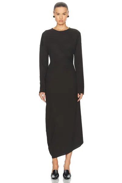 Lemaire Twisted Cotton-jersey Midi Dress In Dark Espresso