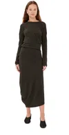 LEMAIRE LONG SLEEVE TWISTED DRESS DARK ESPRESSO