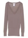 Lemaire Long-sleeve V-neck Sweater In Brown