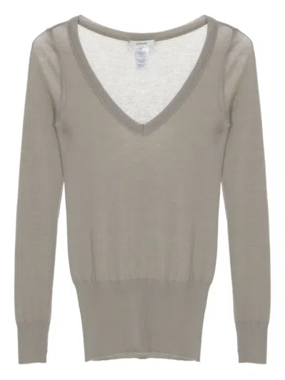 Lemaire Long-sleeve V-neck Sweater In Gray