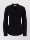 Lemaire Long Sleeve Viscose Shirt With Cuffed Sleeves In Black