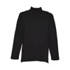 Lemaire Long-sleeved Black Top With High Neckline And Relaxed Fit In Black